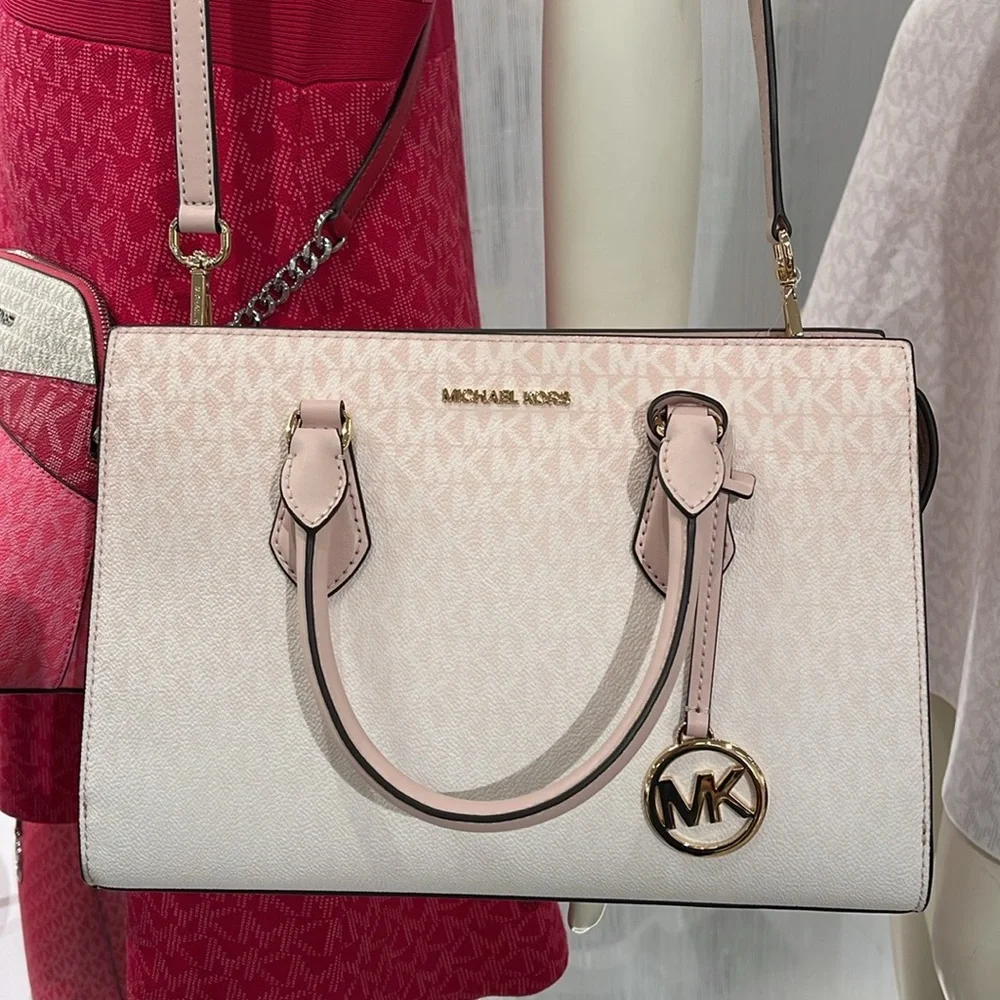 MICHAEL KORS Sheila Md Ombré Signature Logo Satchel Crossbody 
Powder Blush 
NWT - Picture 16 of 16
